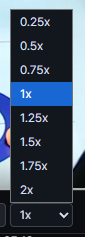 재생 속도(배속) 선택 예시